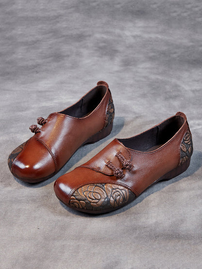 Spring Flower Leather Spliced Flat Shoes Kl1021