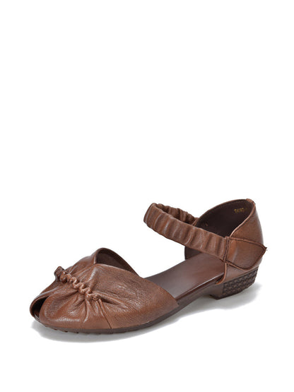 Summer Artsy Leather Low-heel Shoes Ui1021