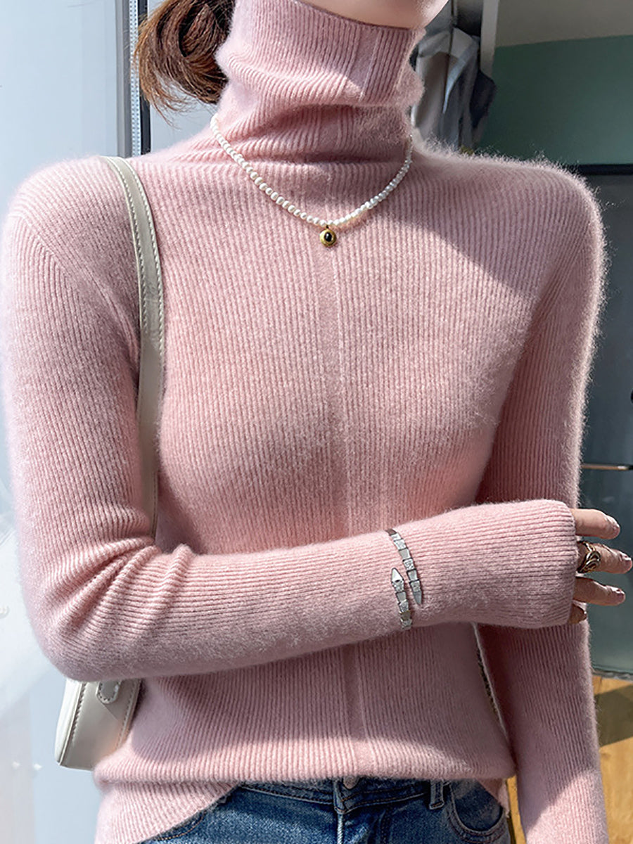Autumn Turtleneck 100%wool Soft Sweater Qu013