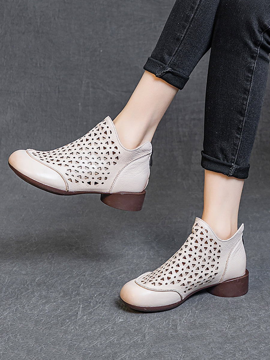 Summer Leather Soft Cutout Boots Ui1029