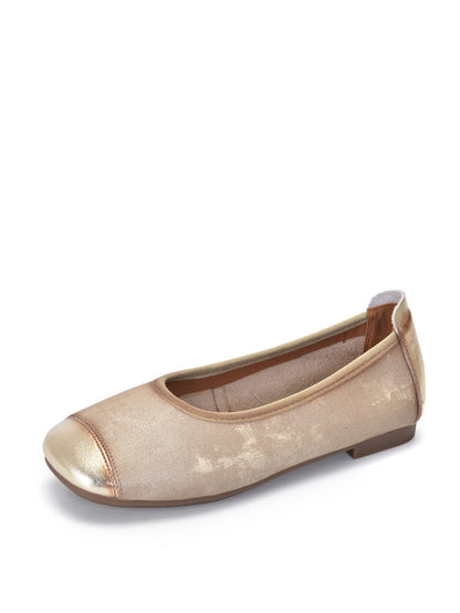 Summer Colorblock Cowhide Flat Shoes Kl1022