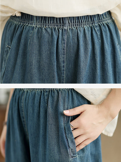 Artsy Summer Loose Denim Wide-leg Pants As1031