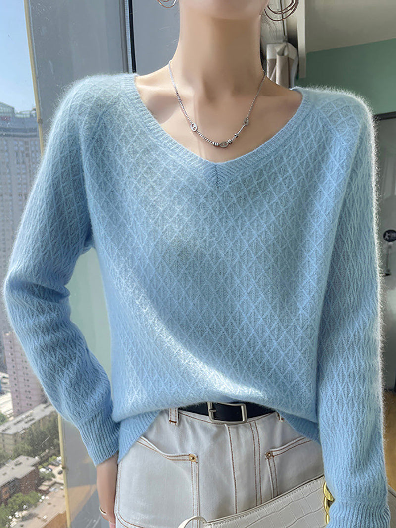 Autumn Cashmere Knit V-neck Sweater Ak1040