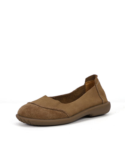 Summer Retro Leather Spliced Flat Shoes Ty1031