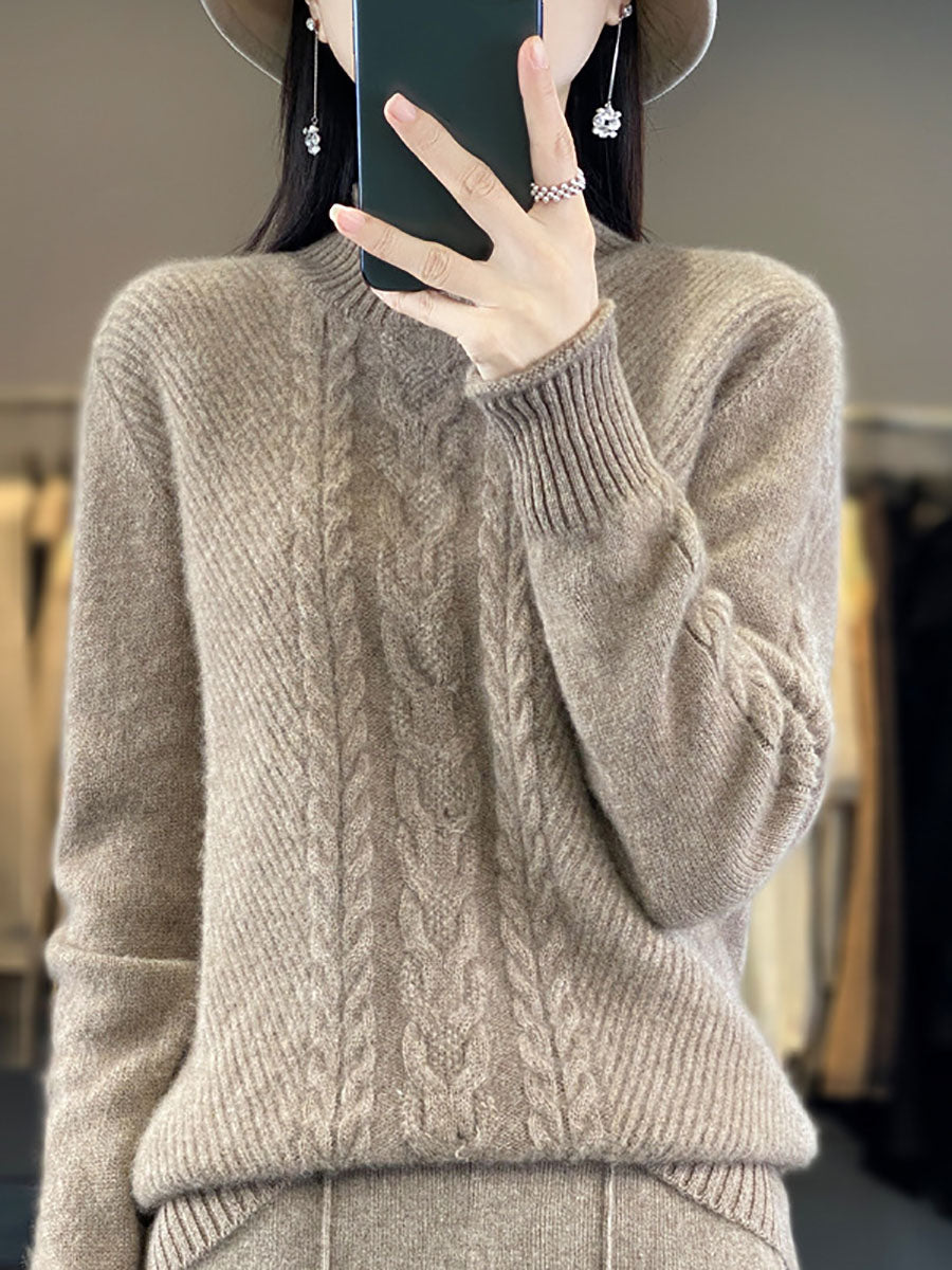 Autumn Half Turtleneck Wool Warm Twist Knit Sweater Av1009