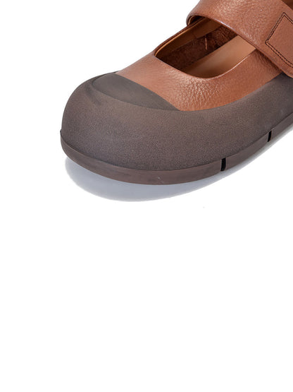 Summer Leather Colorblock Flat Shoes Cv1012