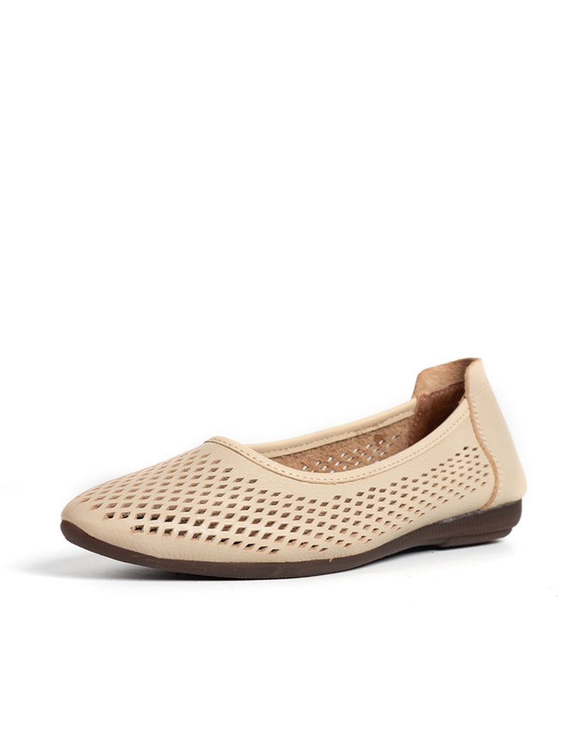 Summmer Soft Leather Cutout Flat Sandals Fg1028