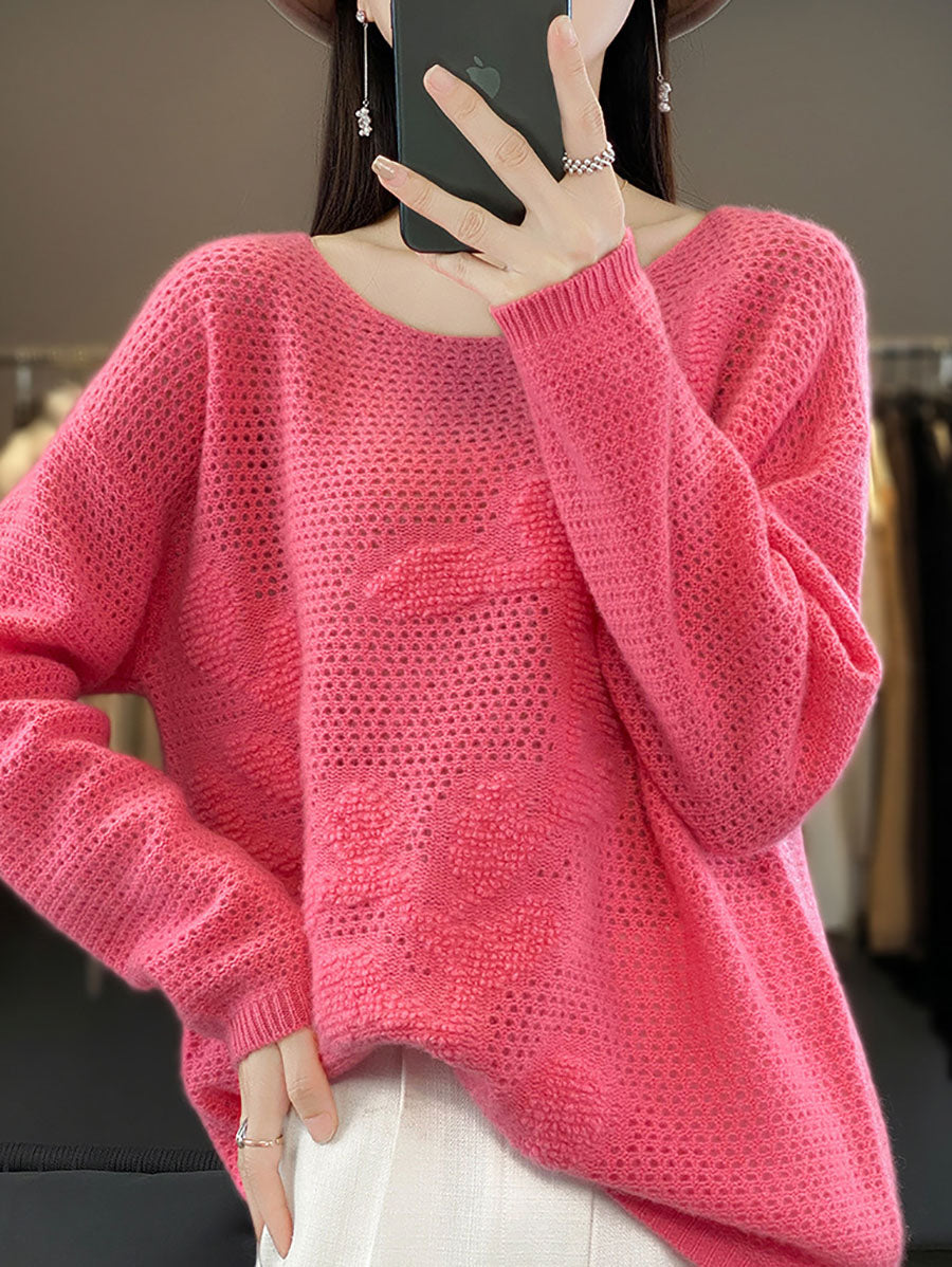 Autumn O-neck Spliced Wool Warm Knit Sweater Av1053
