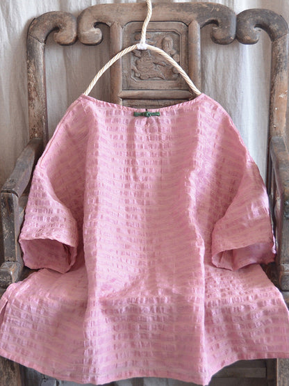 Artsy Stripe Linen O-neck Blouse Co1027
