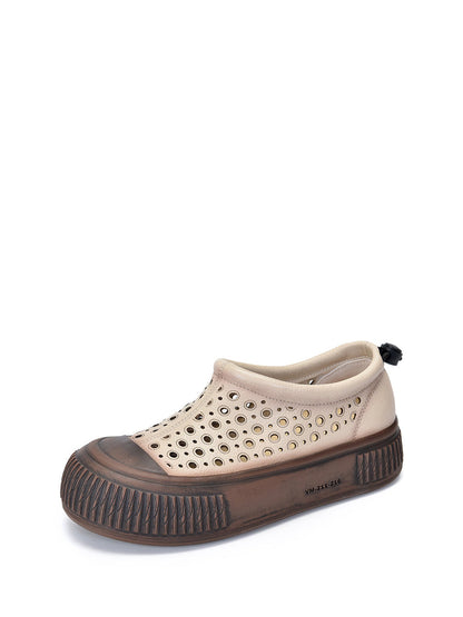 Summer Leather Cutout Platform Shoes Aa1048