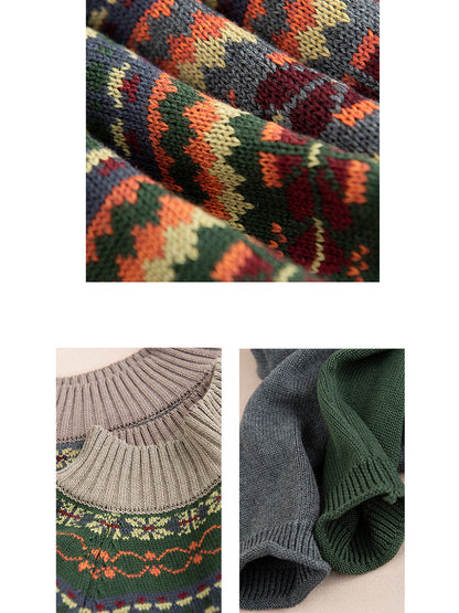 Autumn Jacquard Half Turtleneck Sweater Ai1005