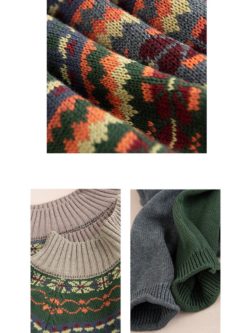 Autumn Jacquard Half Turtleneck Sweater Ai1005