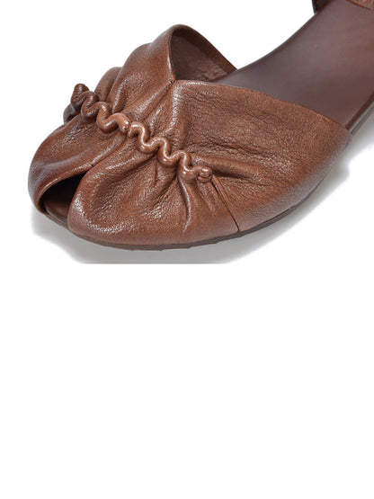 Summer Artsy Leather Low-heel Shoes Ui1021
