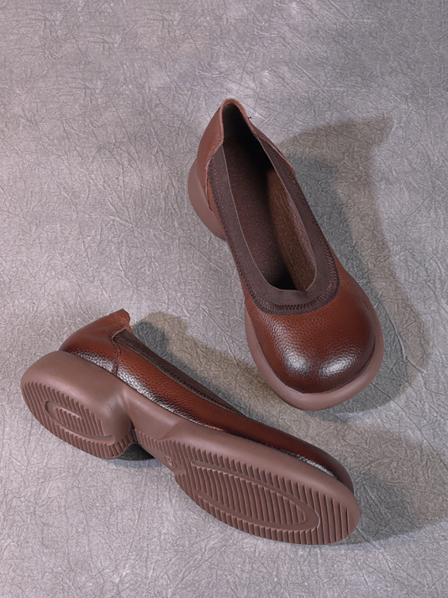 Summer Genuine Leather Low Heel Shoes Fd016