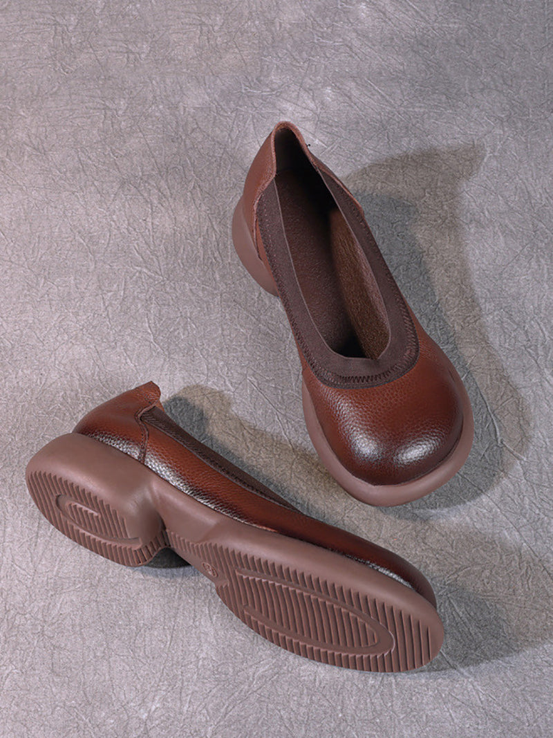Summer Genuine Leather Low Heel Shoes Fd016
