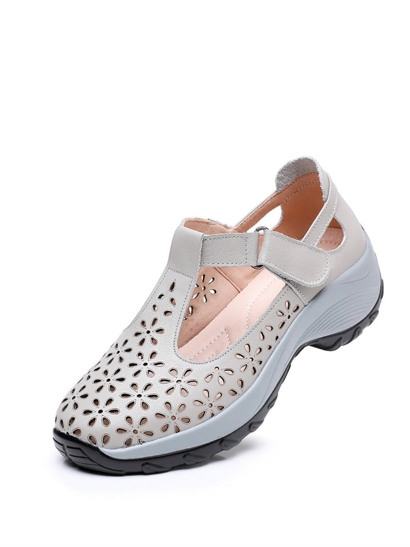 Summer Leather Cutout Platform Shoes Pa1025