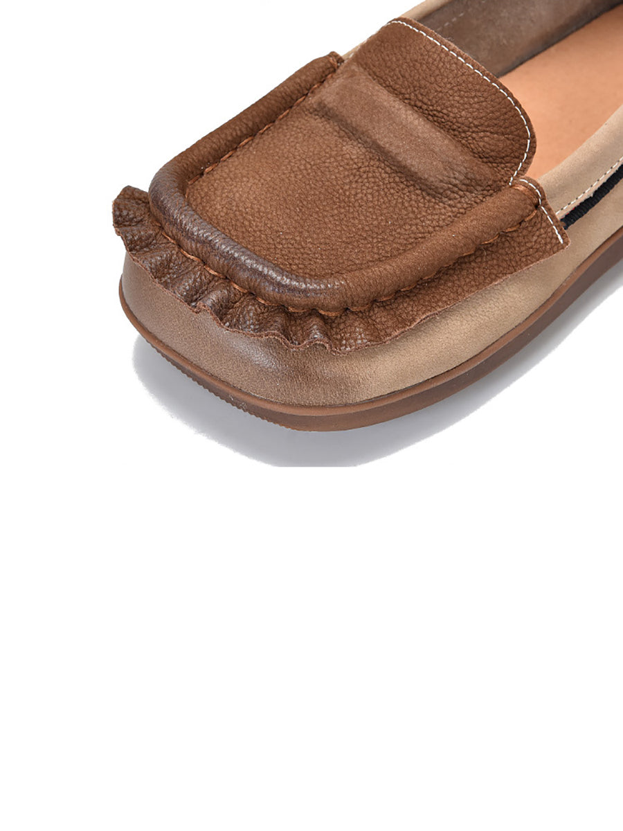 Summer Retro Leather Colorblock Spliced Shoes As1059