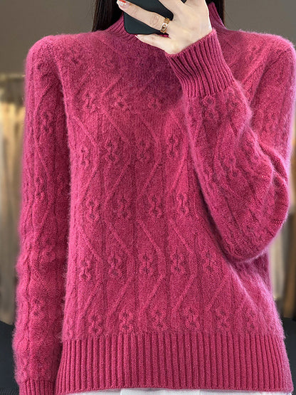Autumn Half Turtleneck Wool Twist Knit Sweater Av1052
