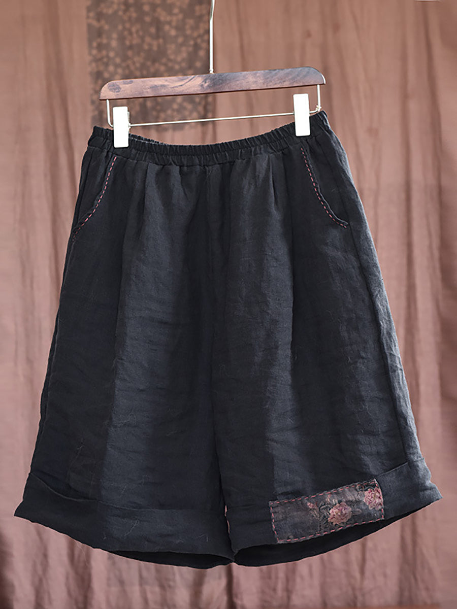 Patch Stitching Loose Short Pants Hh052