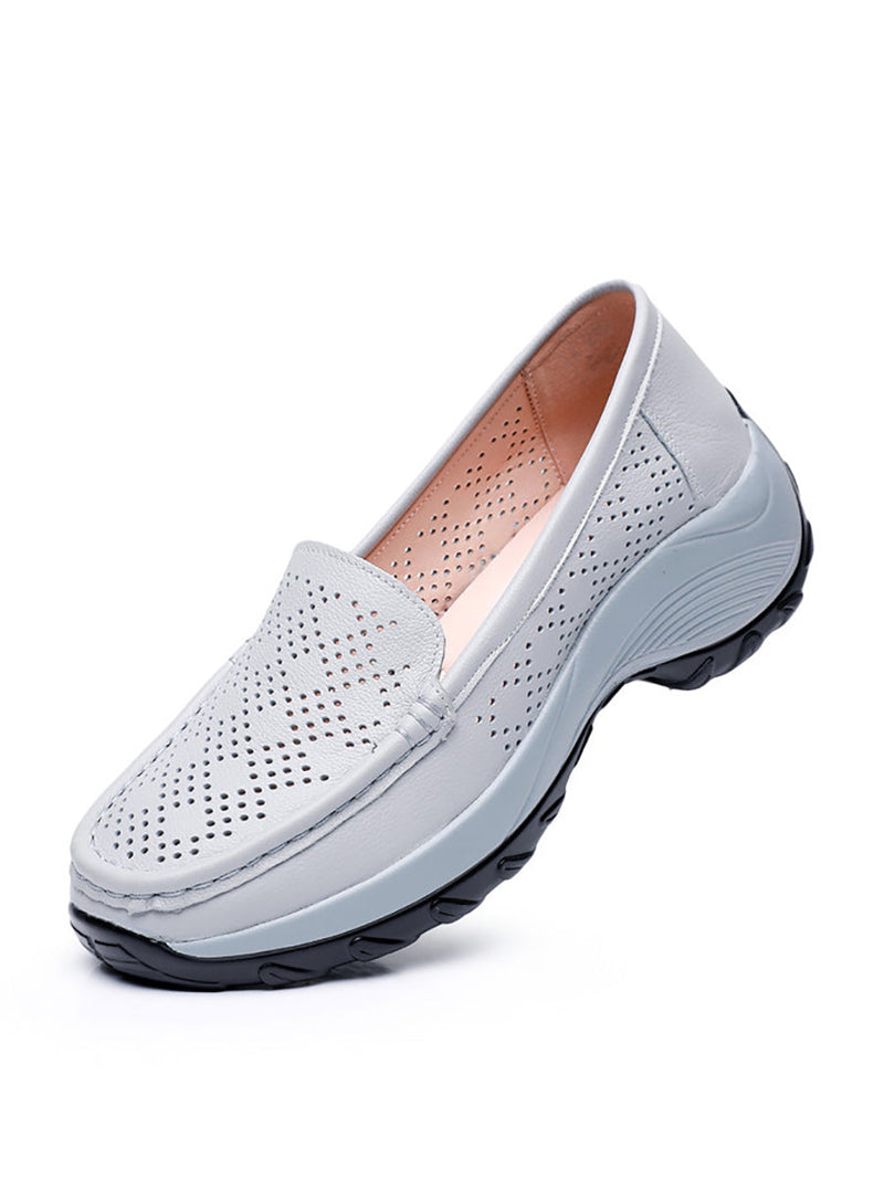 Summer Leather Cutout Platform Shoes Sc1039