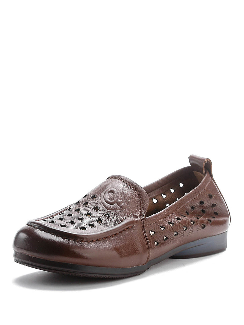 Summer Cutout Genuine Leather Shoes Oo1020