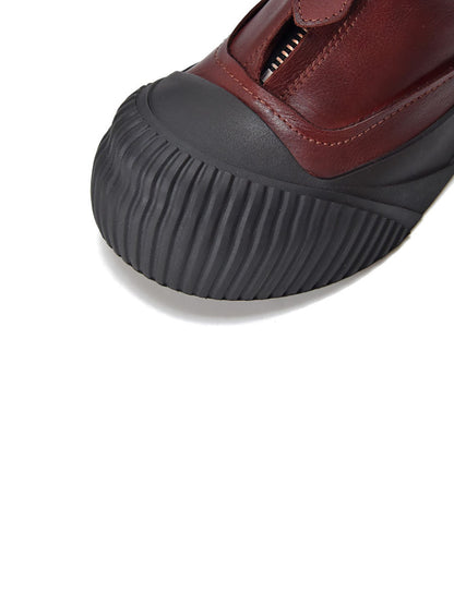 Genuine Leather Zipper Platform Shoes Wg035