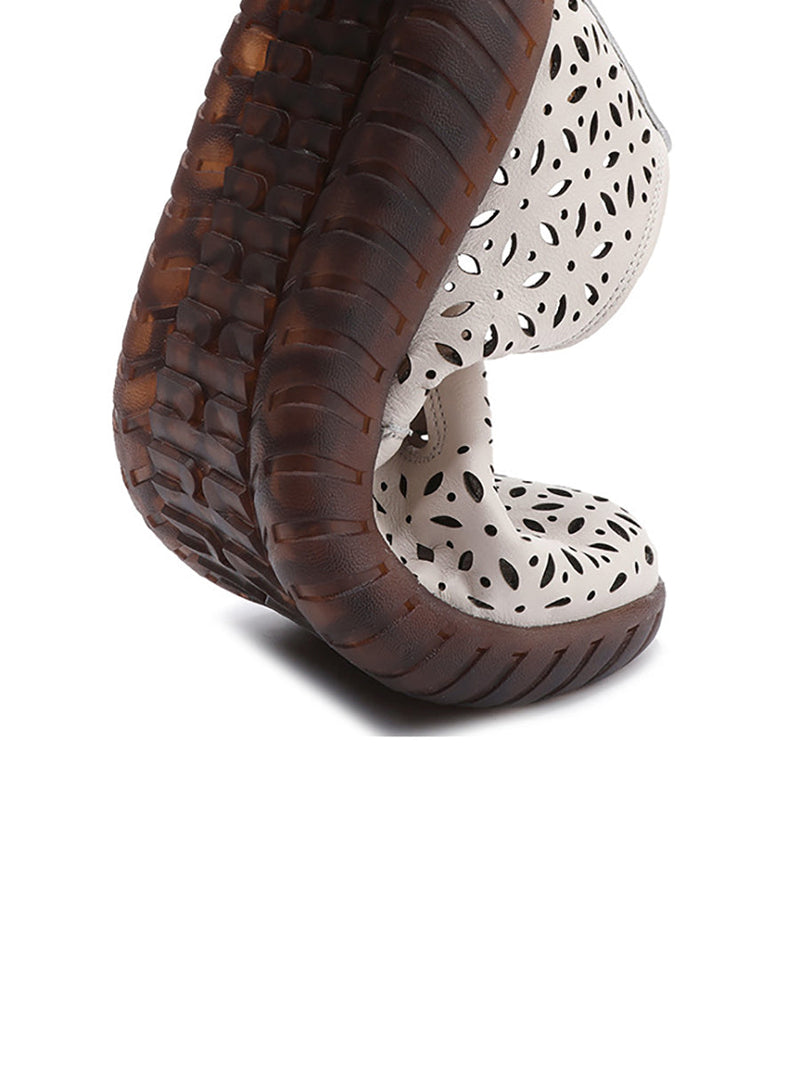 Summer Leather Cutout Flat Soft Shoes Ui1027