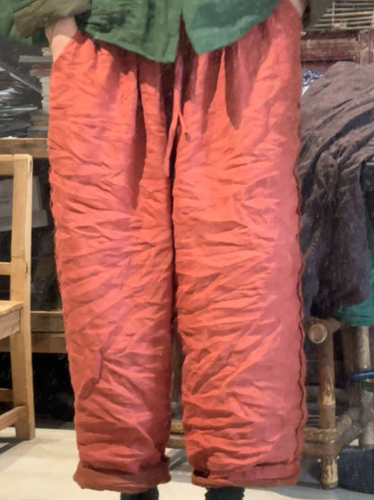 Autumn Pure Color Ramie Linen Wide-leg Pants Qn015