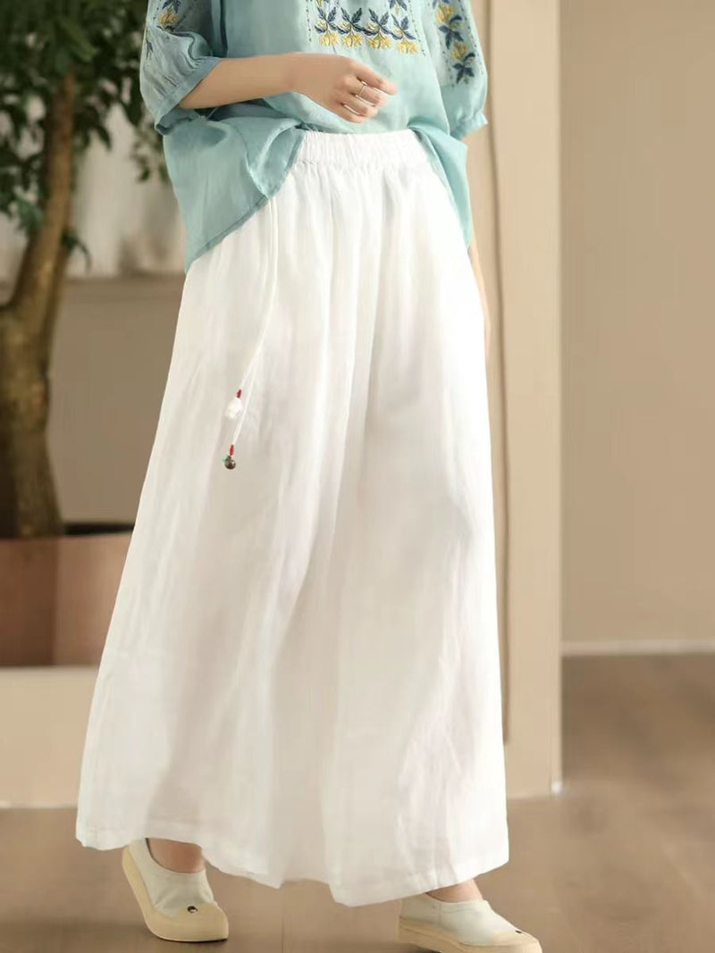 Summer Dual-layer Wide-leg Ramie Pants Fd049