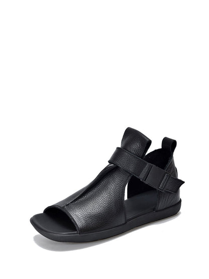 Summer Leather Open-toe Flat Shoes Ui1023