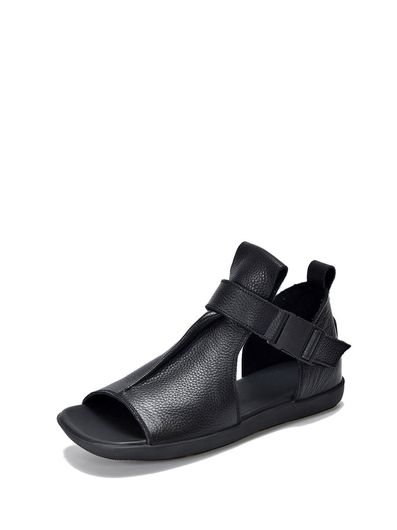 Summer Leather Open-toe Flat Shoes Ui1023