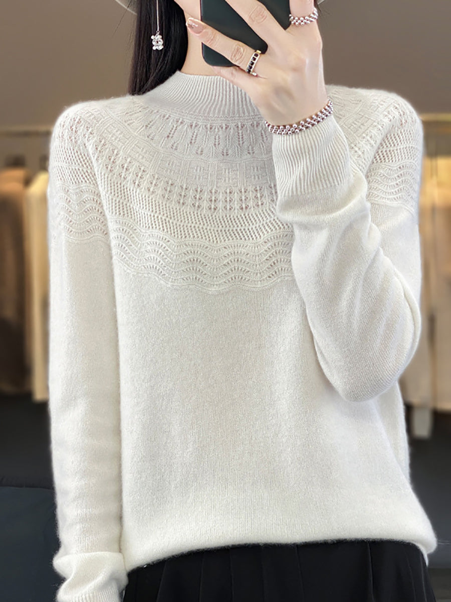 Autumn Cable Knit 100%wool Half Turtleneck Sweater Qn031