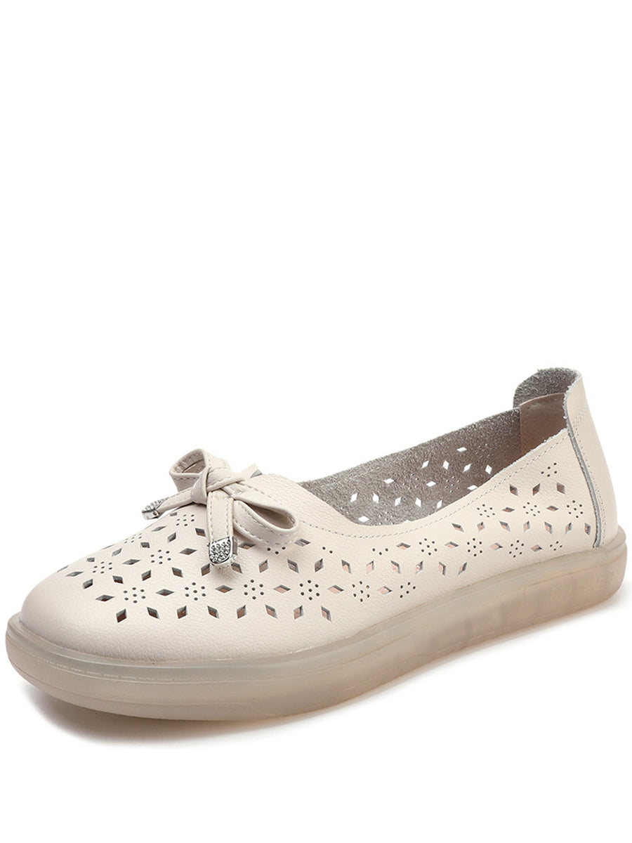 Summer Cutout Leather Flat Shoes Kl1043