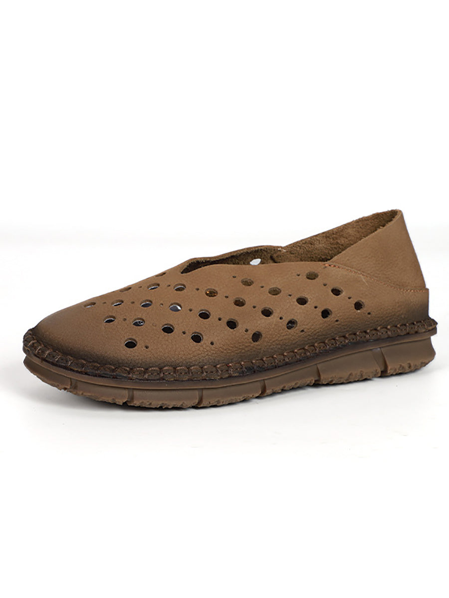 Leather Summer Cutout Flat Sandals Sc1026