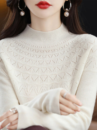 Autumn Cable Knit 100%wool Half Turtleneck Sweater Qn017