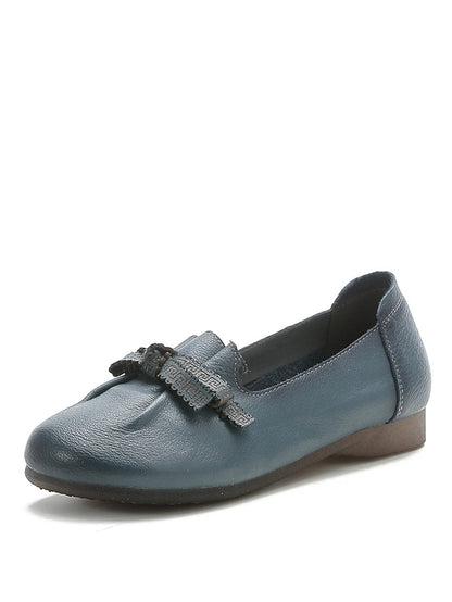 Summer Bowknot Spliced Leather Shoes Rr1049