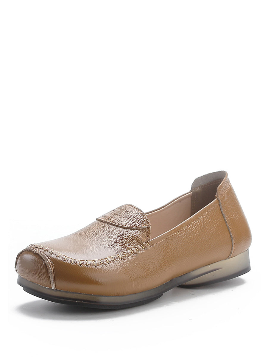 Summer Soft Leather Stitching Flat Shoes Pp1031