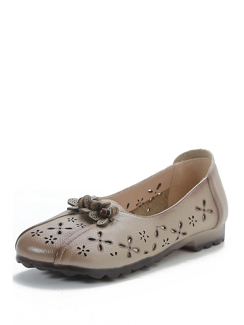 Summer Leather Flower Cutout Shoes Fg1026