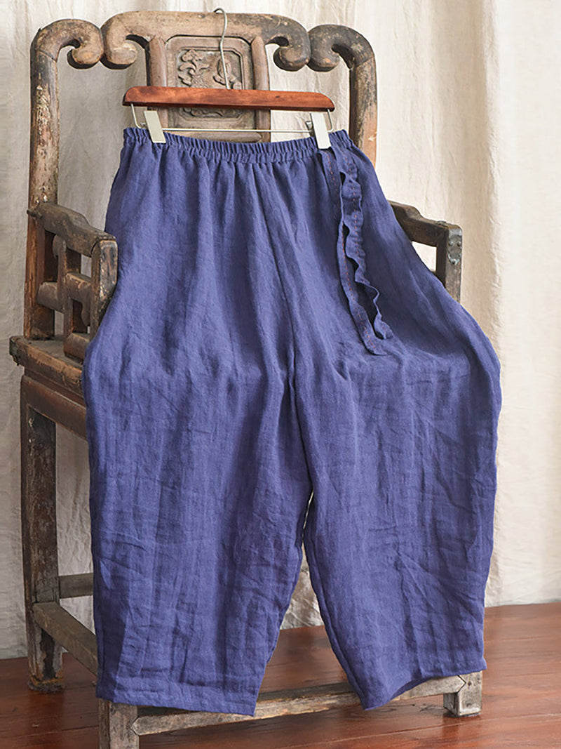 Drawstring Loose Linen Turnip Pants Cx045