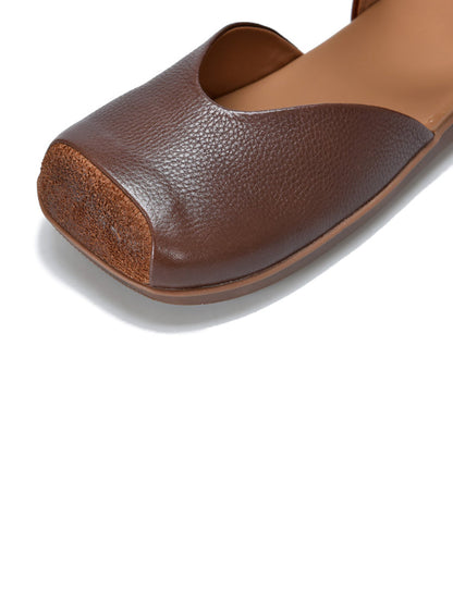 Summer Leather Colorblock Flat Shoes Qw1039