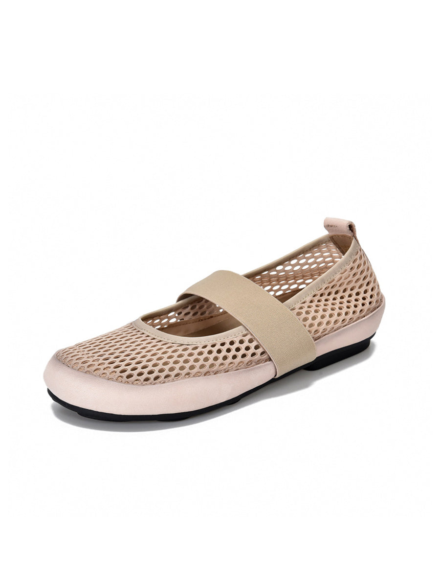 Low Heel Leather Summer Mesh Shoes