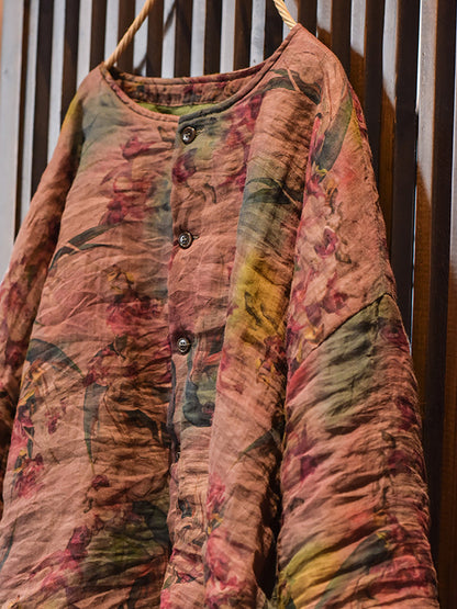 Winter Flower Ramie Padded Coat Ax1018
