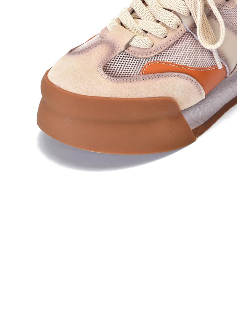 Summer Mesh Leather Spliced Breathable Platform Shoes Xx1021