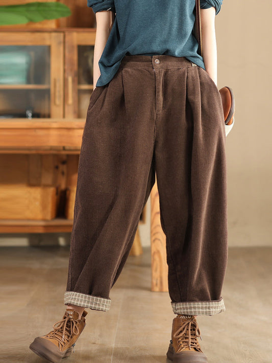 Autumn Corduroy Harem Pants Qu026