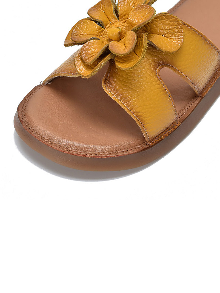 Slippers Genuine Flower Leather