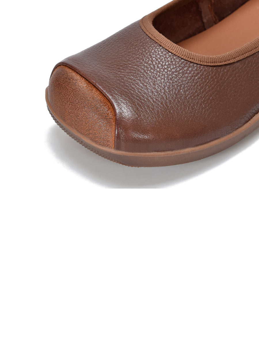 Summer Soft Leather Colorblock Flat Shoes Rr1021