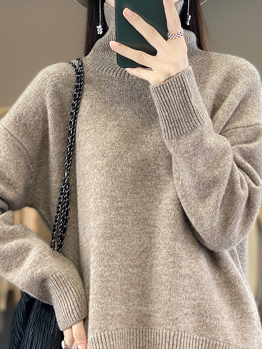 Autumn Turtleneck 100%wool Sweater Qu012