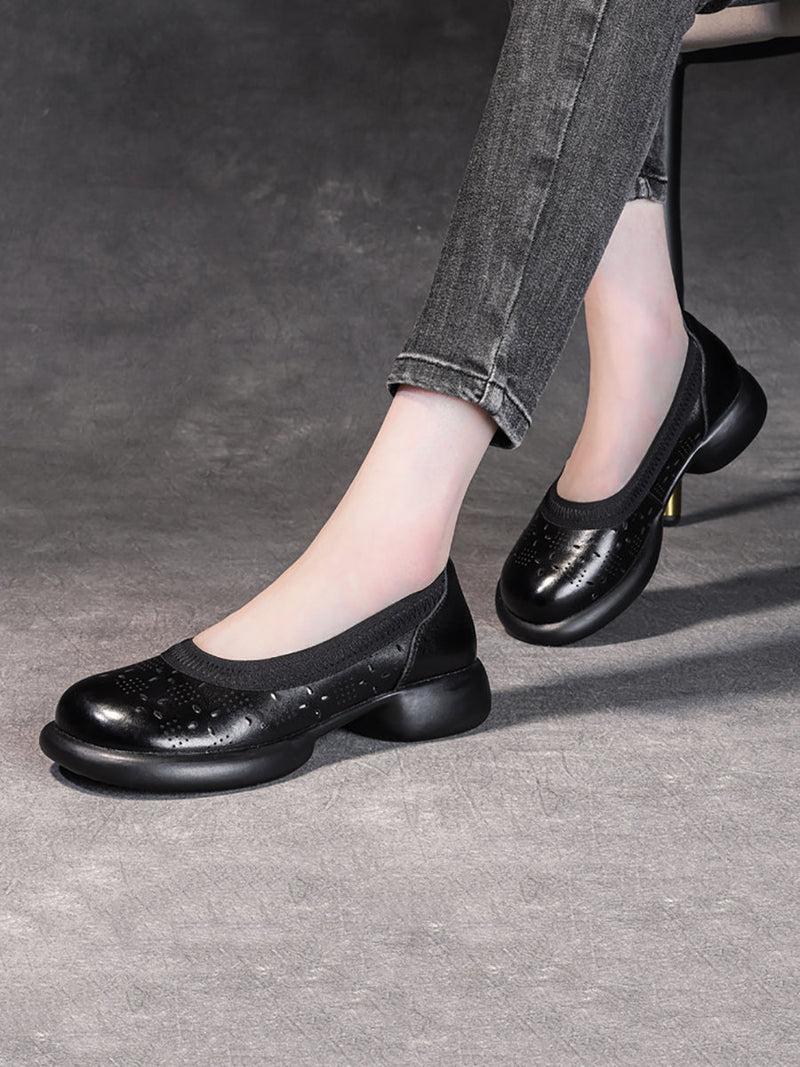 Summer Genuine Leather Low Heel Shoes Ii1024