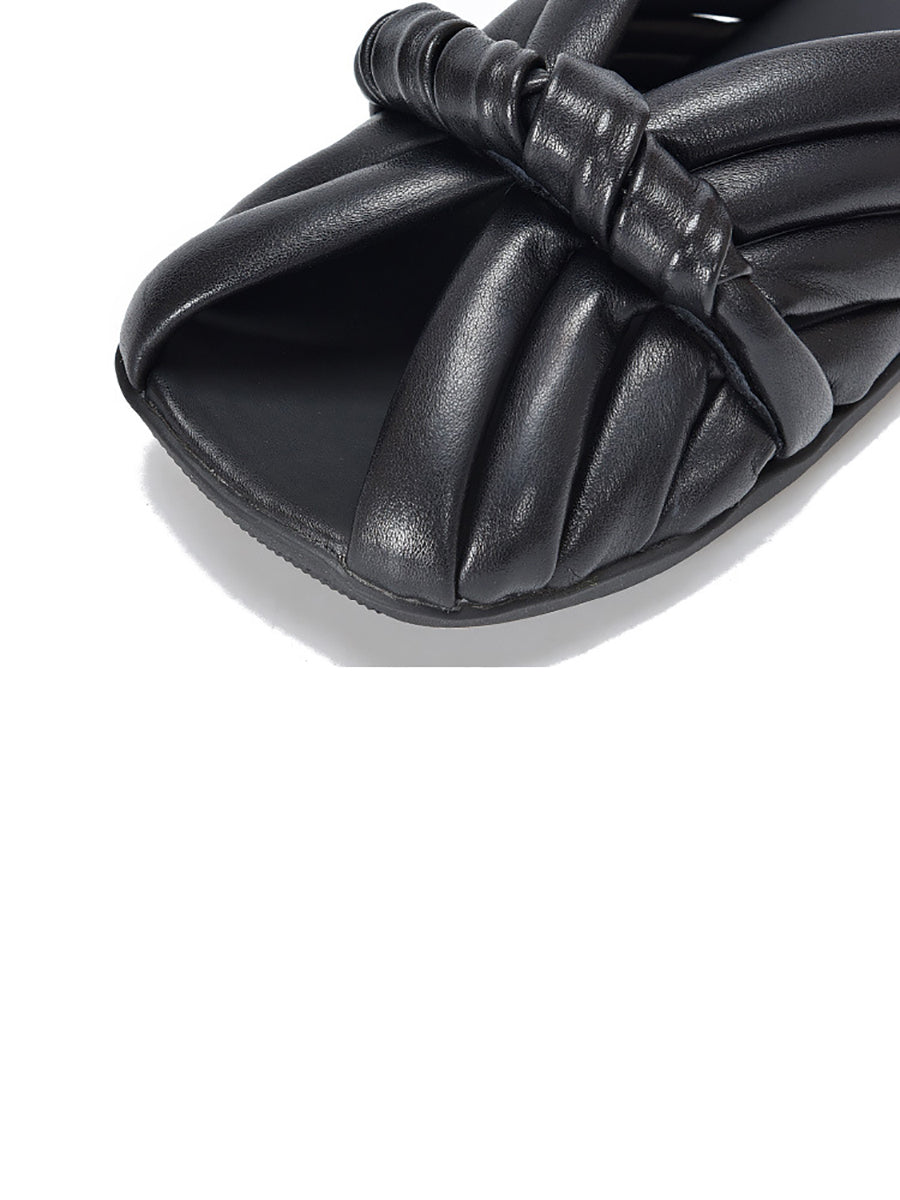 Summer Leahter Weave Flat Slippers Ui1022
