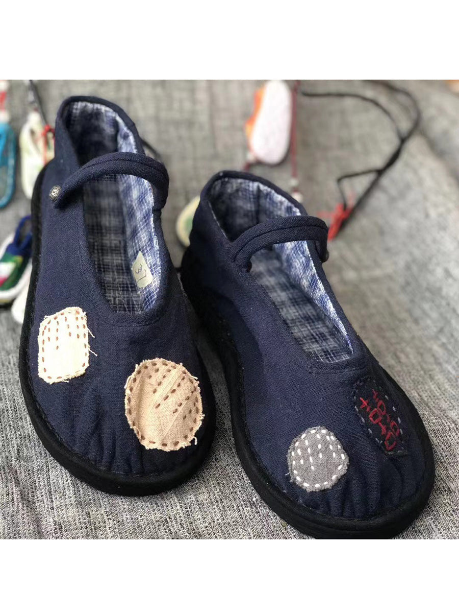 Summer Patch Embroidery Cotton Flat Shoes Ll015